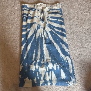 Urban Renewal Blue and Cream Tie-Dye Skirt